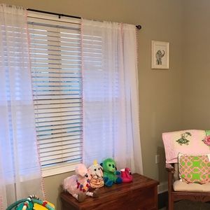 Sheer Curtains, four 84” panels